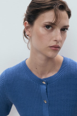 Cardigan maille à manches courtes - Bleu électrique