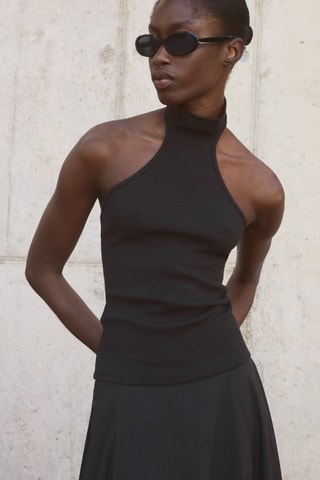 Top maille emmanchures américaines - Noir