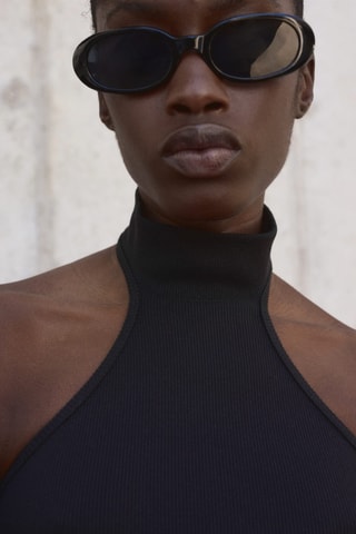 Top maille emmanchures américaines - Noir