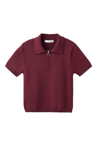 Pull col polo zippé - Lie-de-vin