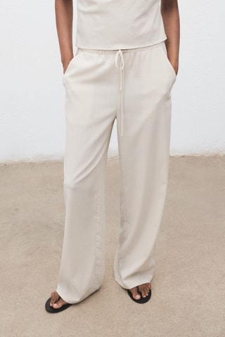 Rechte broek met koord - Ecru