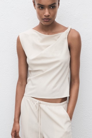 Rechte broek met koord - Ecru