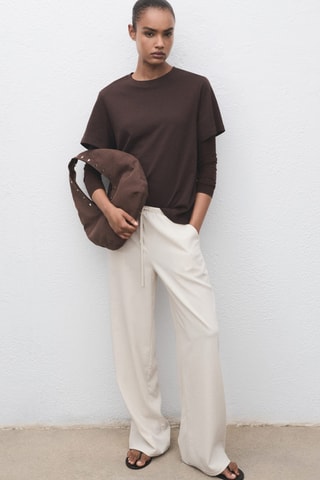 Rechte broek met koord - Ecru