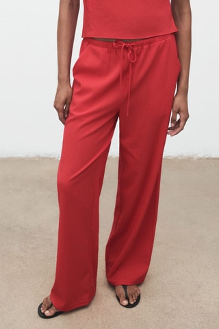 Pantalon droit cordon - Rouge