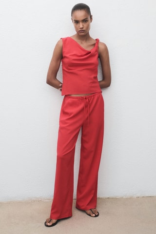 Pantalon droit cordon - Rouge