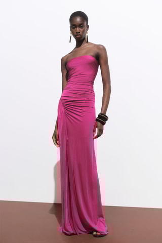 Robe bustier drapée - Fuchsia