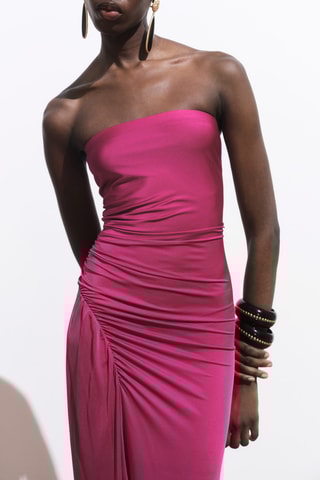 Robe bustier drapée - Fuchsia