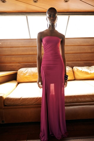 Robe bustier drapée - Fuchsia