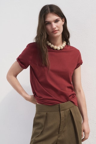 Maglietta cotone maniche corte - Granata