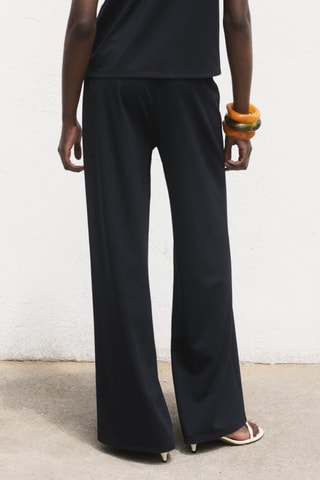 Pantalon large avec taille élastique - Bleu marine