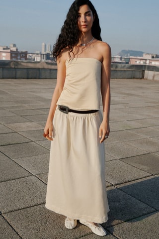 Top en lin mélangé bustier - Jaune