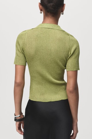 Pull-over Lurex col polo - Vert pastel