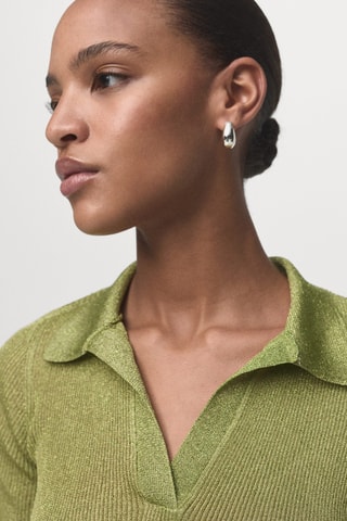 Pull-over Lurex col polo - Vert pastel