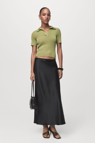 Pull-over Lurex col polo - Vert pastel