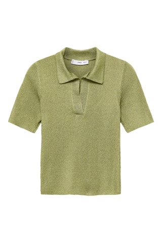 Pull-over Lurex col polo - Vert pastel