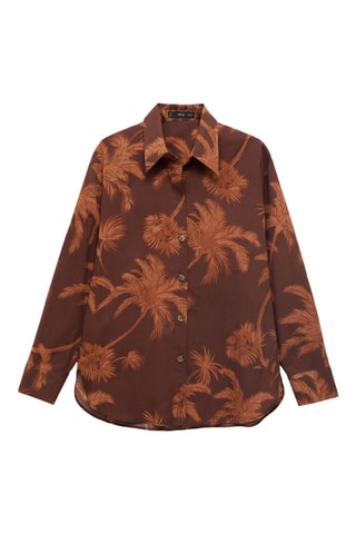 Chemise coton en imprimé palmiers - Marron