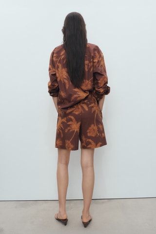 Bermuda coton en imprimé palmiers - Marron