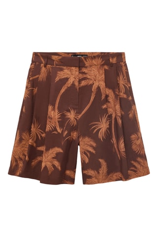 Bermuda coton en imprimé palmiers - Marron