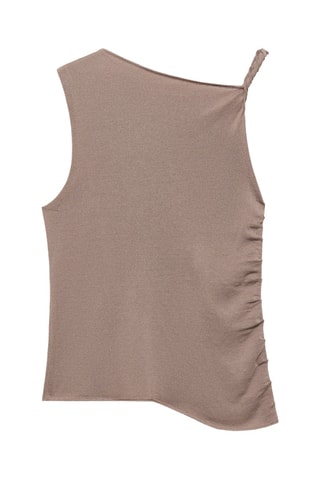 Top maille bretelles asymétriques - Sable