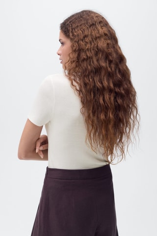 Pull-over maille fine manches courtes - Blanc