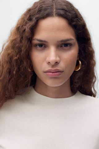 Pull-over maille fine manches courtes - Blanc