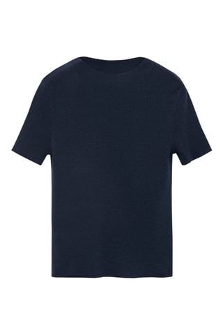 Pull-over maille fine manches courtes - Bleu marine