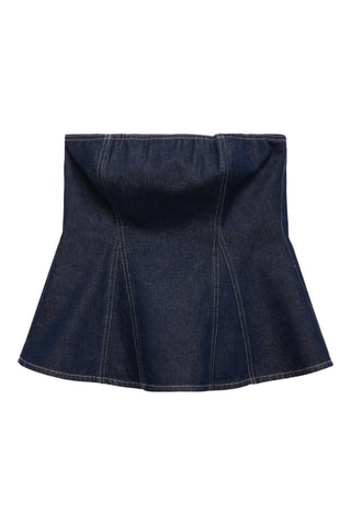 Top denim péplum - Bleu