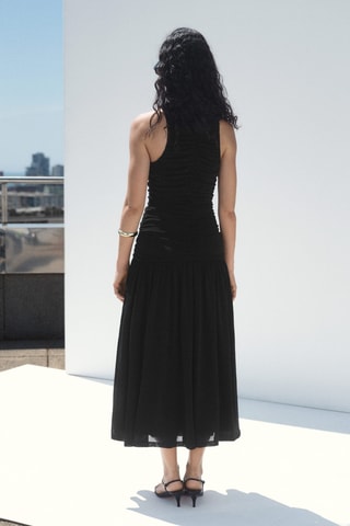 Robe midi froncée - Noir