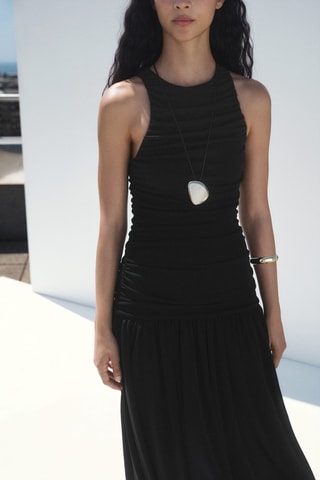 Robe midi froncée - Noir