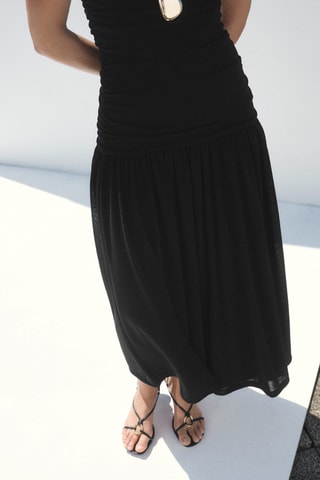 Robe midi froncée - Noir