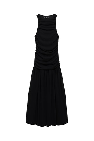 Robe midi froncée - Noir