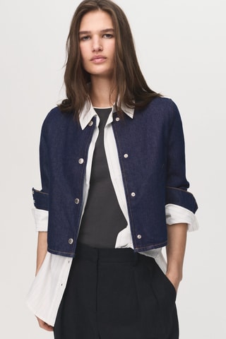 Veste denim crop - Bleu