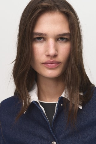 Veste denim crop - Bleu