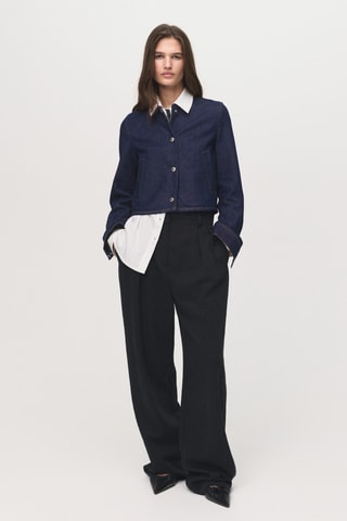 Veste denim crop - Bleu