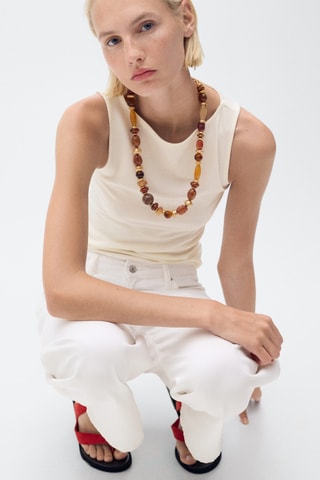 Top bretelles col bateau - Ecru