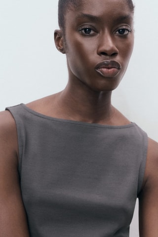 Top bretelles col bateau - Anthracite