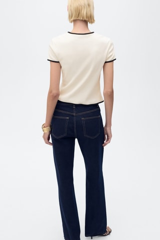 T-shirt coton liserés contrastants - Ecru