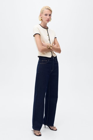 T-shirt coton liserés contrastants - Ecru