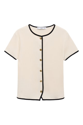 T-shirt coton liserés contrastants - Ecru