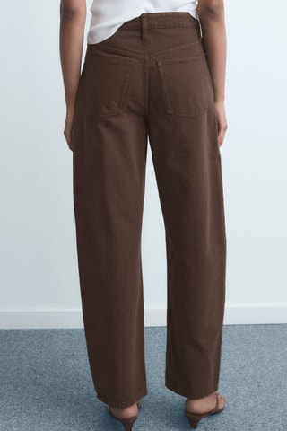 Jean barrel taille haute - Chocolat