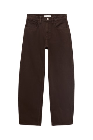 Jean barrel taille haute - Chocolat