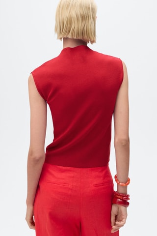 Top maille col montant - Rouge