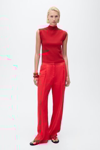 Top maille col montant - Rouge