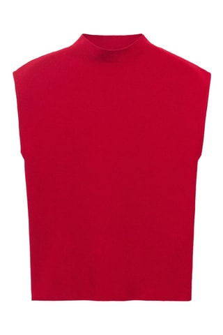 Top maille col montant - Rouge