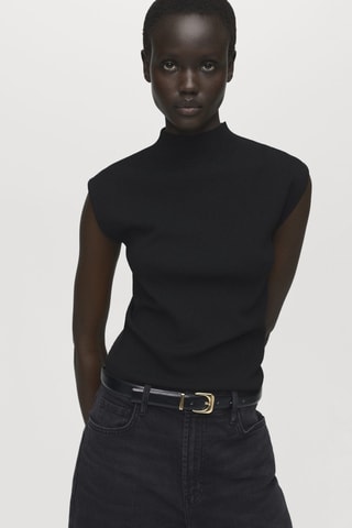 Top maille col montant - Noir