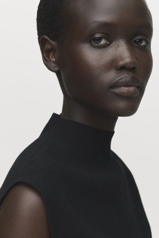 Top maille col montant - Noir