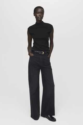 Top maille col montant - Noir