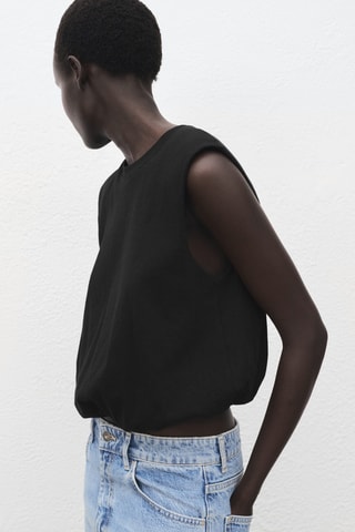 Top en coton ballon - Noir