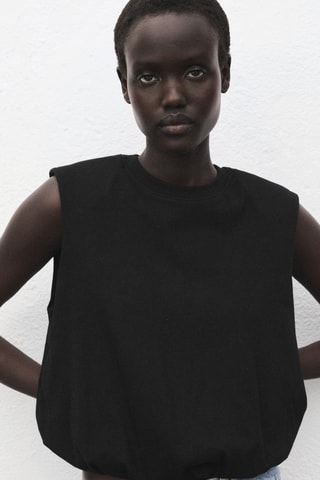 Top en coton ballon - Noir