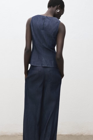 Top crop denim - Bleu